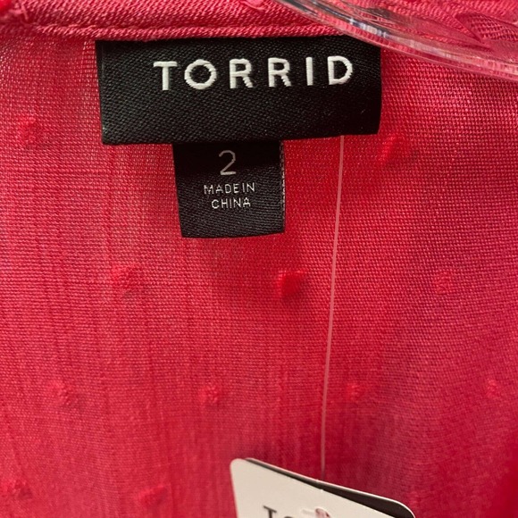Torrid Dress Womens 2X Pink Midi Swiss Pockets Barbiecore Ruffle V Neck Flowy 1 - Picture 7 of 9